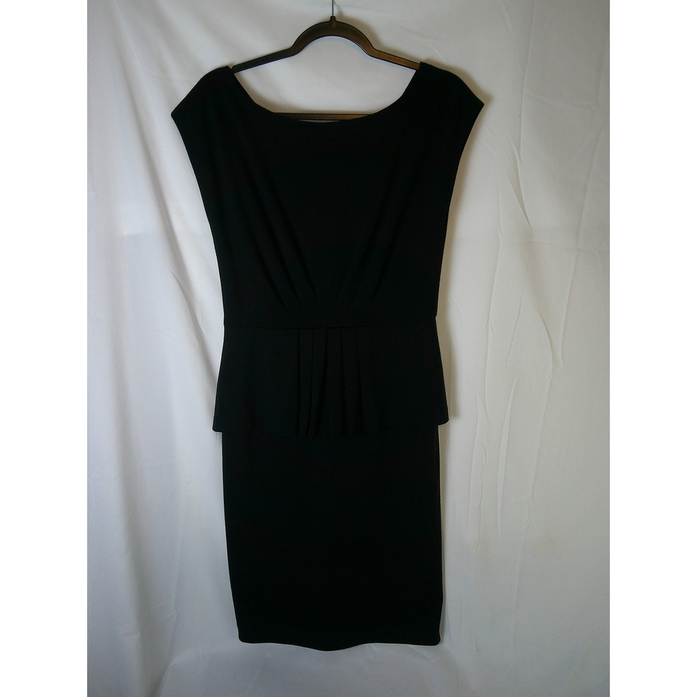 New York Company Black Cap Sleeve Peplum Sheath Dress Size 10